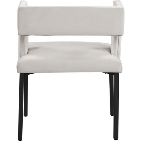 Meridian Furniture Caleb Velvet Dining Chair - Black - Cream - Dining Chairs