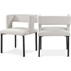 Meridian Furniture Caleb Velvet Dining Chair - Black - Cream - Dining Chairs
