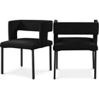 Meridian Furniture Caleb Velvet Dining Chair - Black - Black - Dining Chairs