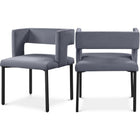Meridian Furniture Caleb Velvet Dining Chair - Black - Grey - Dining Chairs