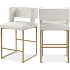 Meridian Furniture Caleb Velvet Counter Stool - Gold - Cream - Stools