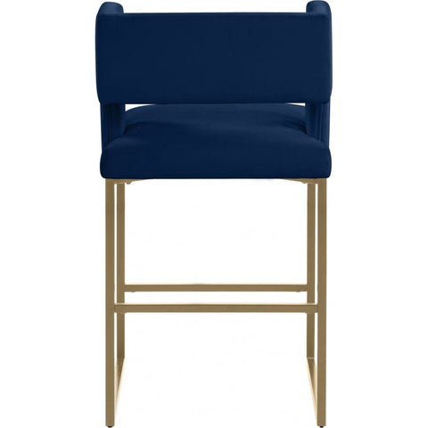 Meridian Furniture Caleb Velvet Counter Stool - Gold - Navy - Stools