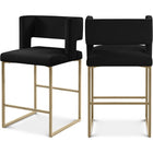 Meridian Furniture Caleb Velvet Counter Stool - Gold - Black - Stools