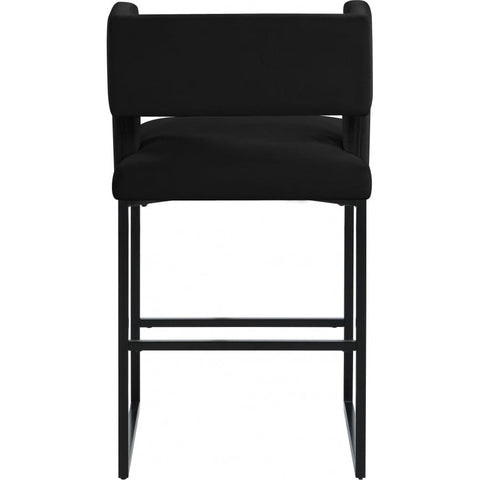 Meridian Furniture Caleb Velvet Counter Stool - Black - Black - Stools