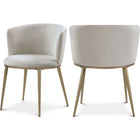 Meridian Furniture Skylar Velvet Dining Chair - Gold - Cream - Dining Chairs