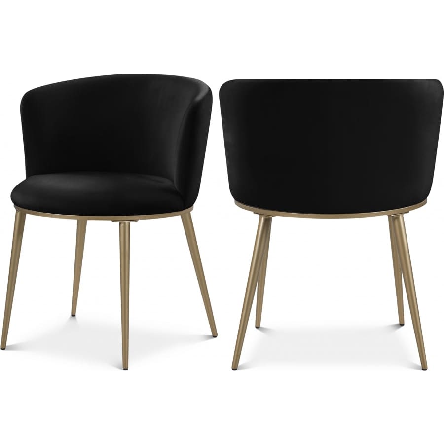 Meridian Furniture Skylar Velvet Dining Chair - Gold - Black - Dining Chairs
