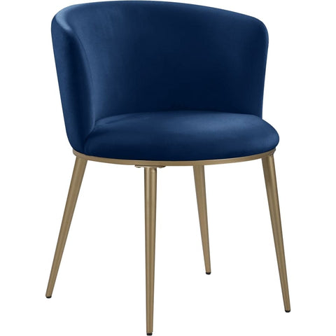 Meridian Furniture Skylar Velvet Dining Chair - Gold - Navy - Dining Chairs