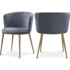 Meridian Furniture Skylar Velvet Dining Chair - Gold - Grey - Dining Chairs