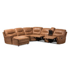 Baxton Studio Mistral Modern and Contemporary Light Brown Palomino Suede 6-Piece Sectional with Recliners Corner Lounge Suite - Living Room