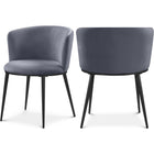 Meridian Furniture Skylar Velvet Dining Chair - Black - Grey - Dining Chairs