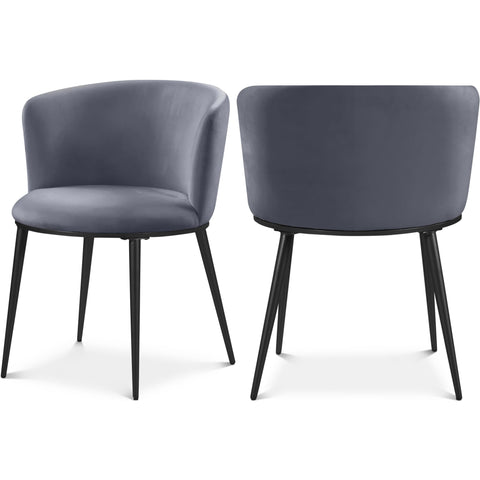 Meridian Furniture Skylar Velvet Dining Chair - Black - Grey - Dining Chairs