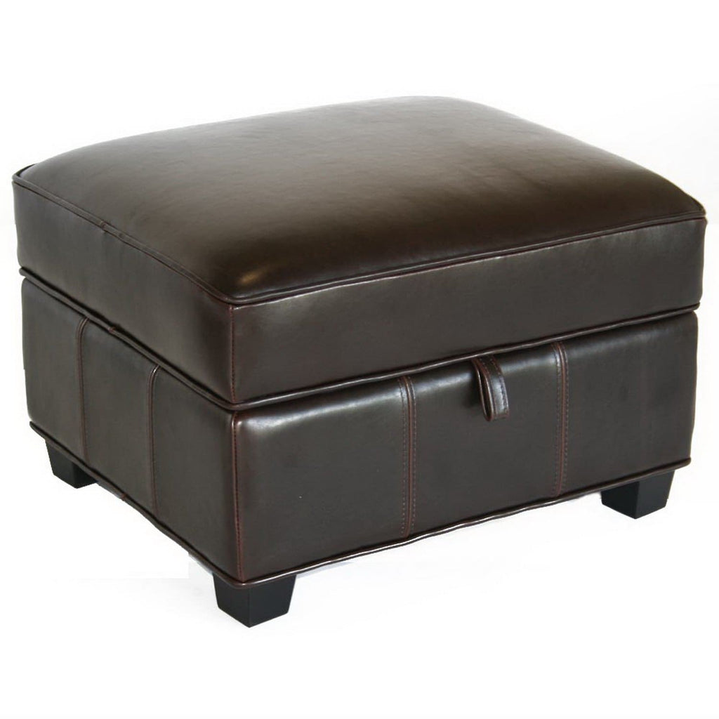 Baxton Studio Agustus Brown Leather Storage Ottoman - Living Room Furniture