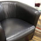 Baxton Studio Julian Black Brown Faux Leather Club Chair with 360 Degree Swivel - Living Room Furniture
