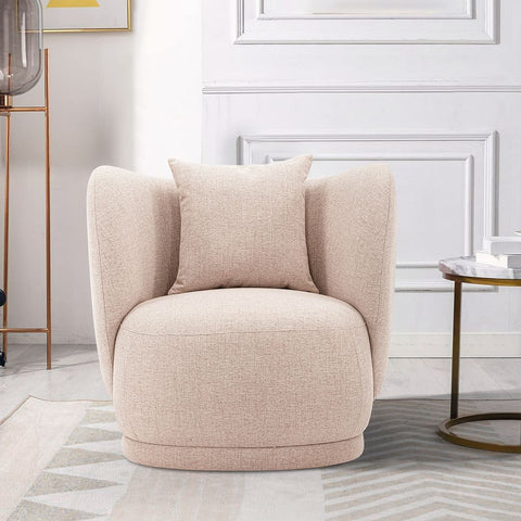 Manhattan Comfort Contemporary Siri Linen Accent Chair with Pillows in Wheat-Modern Room Deco
