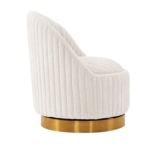 Manhattan Comfort Modern Leela Swivel Boucle Accent Chair in Cream-Modern Room Deco