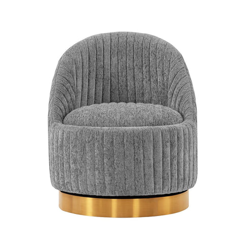 Manhattan Comfort Modern Leela Swivel Boucle Accent Chair in Grey-Modern Room Deco