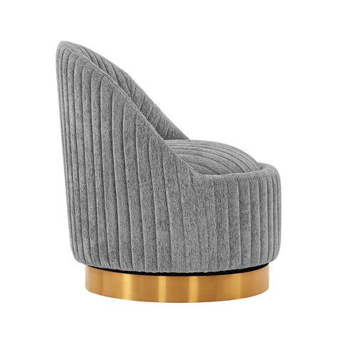 Manhattan Comfort Modern Leela Swivel Boucle Accent Chair in Grey-Modern Room Deco