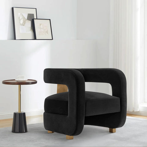 Manhattan Comfort Modern Amirah Velvet  Accent Chair in Black-Modern Room Deco