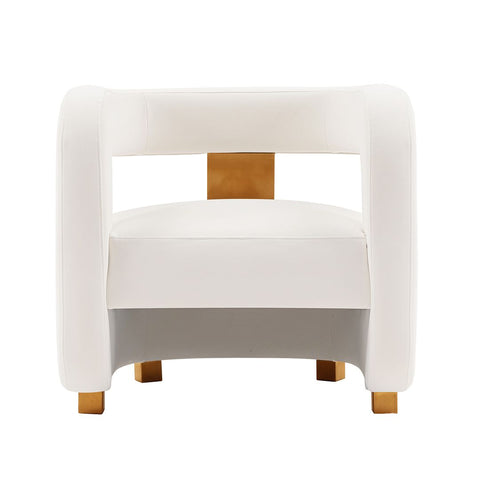 Manhattan Comfort Modern Amirah Velvet  Accent Chair in White-Modern Room Deco