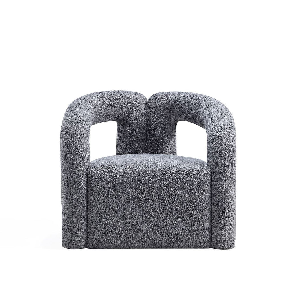 Manhattan Comfort Modern Darian Boucle Accent Chair in Grey-Modern Room Deco