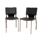 Baxton Studio Dark Brown Leather Dining Chair with Chrome Frame - Dining Room
