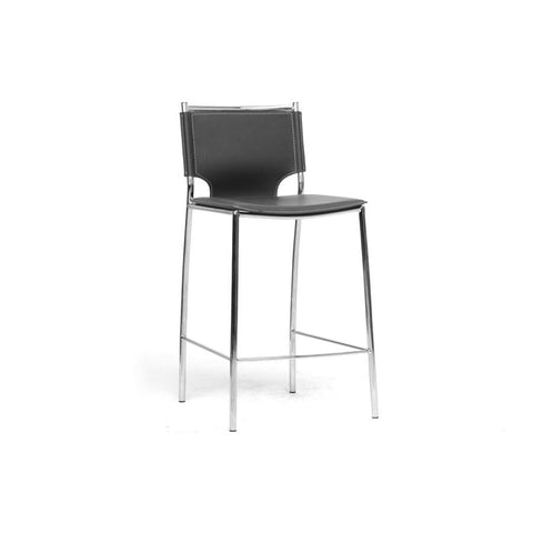 Baxton Studio Montclare Modern and Contemporary Black Bonded Leather Upholstered Modern Counter Stool - Bar Furniture