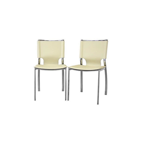 Baxton Studio Montclare Ivory Leather Modern Dining Chair - Dining Room