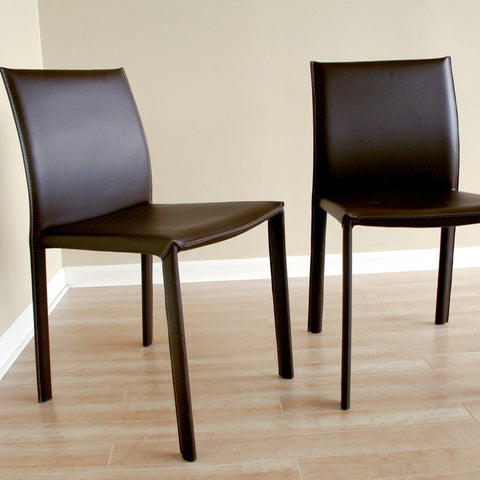 Baxton Studio Brown Leather Bar Stool - Dining Room