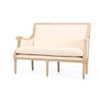 Baxton Studio Chavanon Wood & Light Beige Linen Traditional French Loveseat - Living Room Furniture