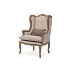 Baxton Studio Oreille French Provincial Style White Wash Distressed Two-tone Beige Upholstered Armchair - Living Room Furniture