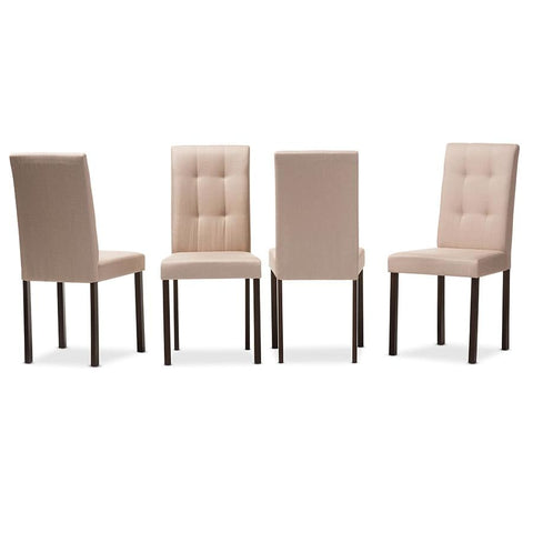 Baxton Studio Andrew Modern and Contemporary Beige Fabric Upholstered Grid-tufting Dining Chair - Dining Room