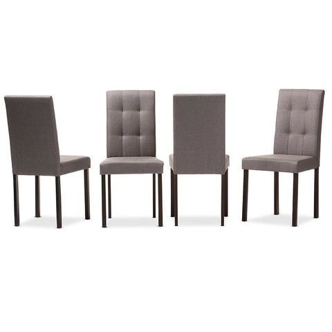 Baxton Studio Andrew Modern and Contemporary Grey Fabric Upholstered Grid-tufting Dining Chair - Dining Room