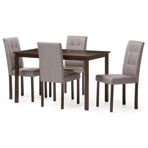 Baxton Studio Andrew Modern and Contemporary 5-Piece Grey Fabric Upholstered Grid-tufting Dining Set - Dining Room