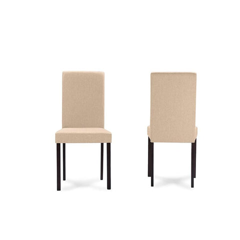 Baxton Studio Andrew Contemporary Espresso Wood Beige Fabric Dining Chair - Dining Room