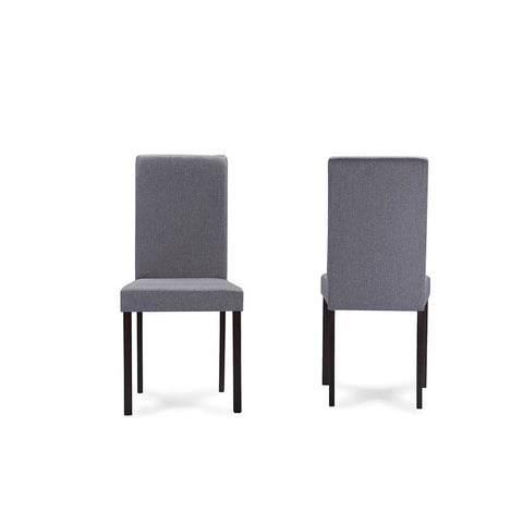 Baxton Studio Andrew Contemporary Espresso Wood Grey Fabric Dining Chair - Dining Room