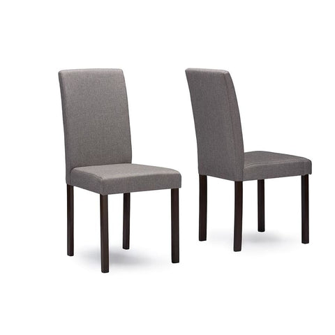 Baxton Studio Andrew Contemporary Espresso Wood Grey Fabric Dining Chair - Dining Room
