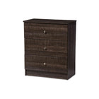 Baxton Studio Decon Modern and Contemporary Espresso Brown Wood 3-Drawer Storage Chest - Bedroom Furniture