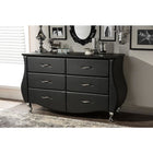 Baxton Studio Enzo Modern and Contemporary Black Faux Leather 6-Drawer Dresser - Bedroom Furniture