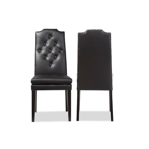 Baxton Studio Dylin Modern and Contemporary Black Faux Leather Button-Tufted Nail heads Trim Dining Chair - Dining Room
