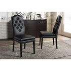 Baxton Studio Dylin Modern and Contemporary Black Faux Leather Button-Tufted Nail heads Trim Dining Chair - Dining Room
