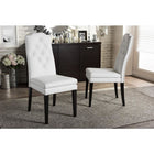Baxton Studio Dylin Modern and Contemporary White Faux Leather Button-Tufted Nail heads Trim Dining Chair - Dining Room