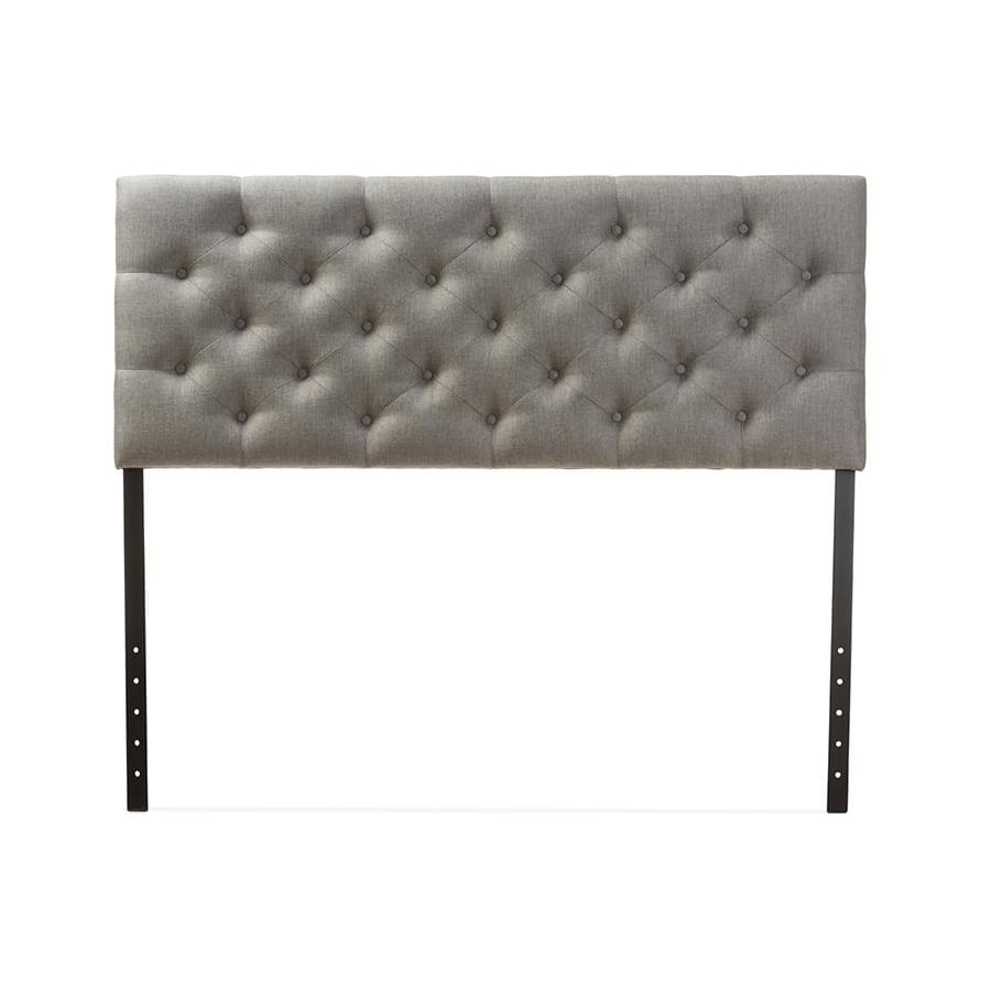 Baxton Studio Viviana Modern and Contemporary Grey Fabric Upholstered Button-tufted Full Size Headboard - Bedroom Furniture