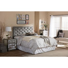 Baxton Studio Viviana Modern and Contemporary Grey Fabric Upholstered Button-tufted Full Size Headboard - Bedroom Furniture
