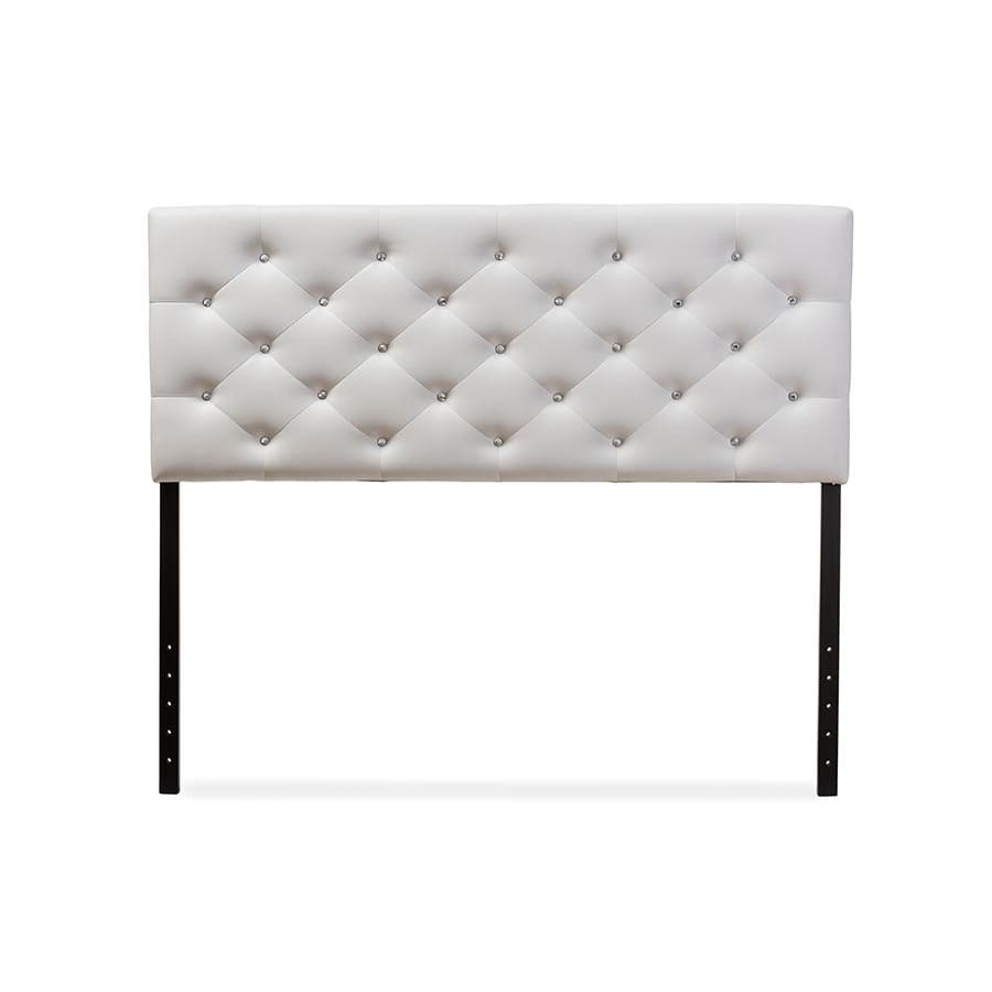 Baxton Studio Viviana Modern and Contemporary White Faux Leather Upholstered Button-tufted Full Size Headboard - Bedroom Furniture