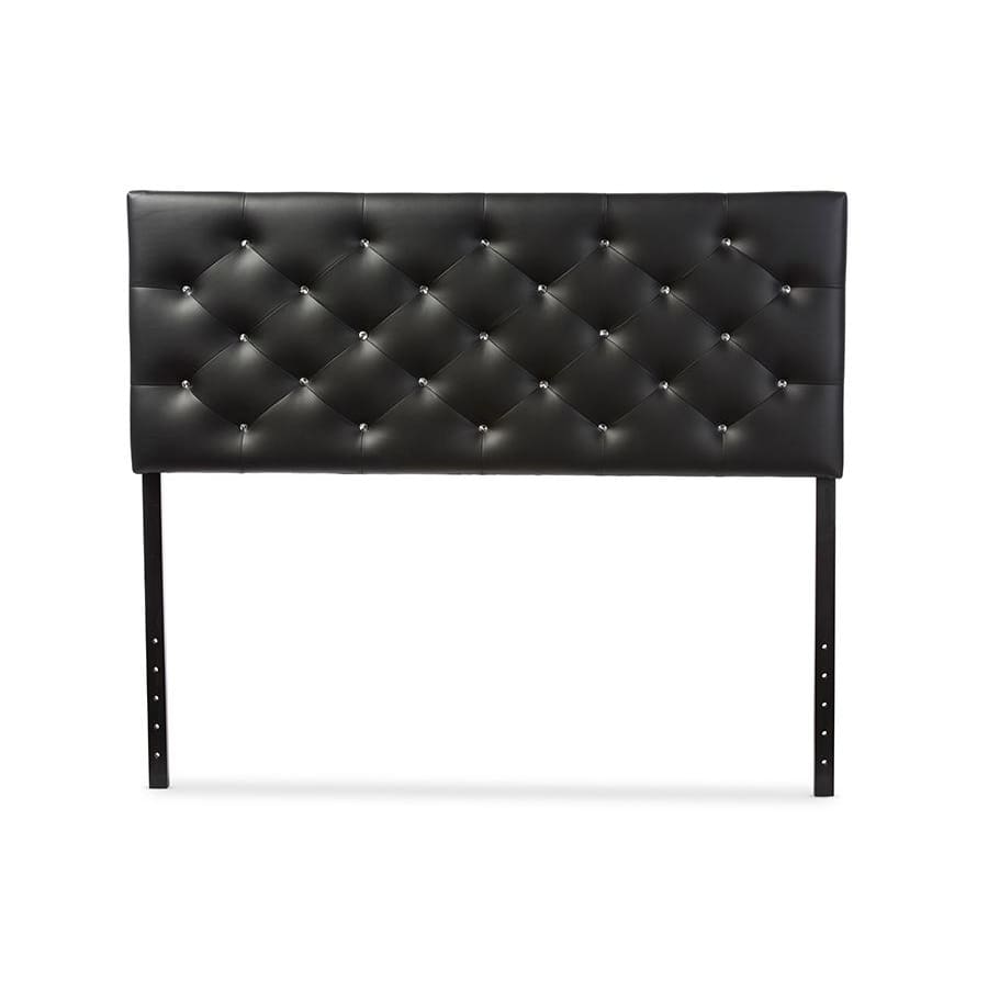 Baxton Studio Viviana Modern and Contemporary Black Faux Leather Upholstered Button-tufted Full Size Headboard - Bedroom Furniture