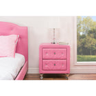 Baxton Studio Stella Crystal Tufted Pink Leather Modern Nightstand - Bedroom Furniture