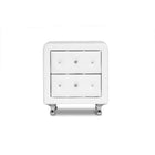 Baxton Studio Stella Crystal Tufted White Upholstered Modern Nightstand - Bedroom Furniture