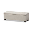 Baxton Studio Roanoke Modern and Contemporary Beige Fabric Upholstered Grid-Tufting Storage Ottoman Bench - Bedroom Furniture
