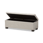 Baxton Studio Roanoke Modern and Contemporary Beige Fabric Upholstered Grid-Tufting Storage Ottoman Bench - Bedroom Furniture