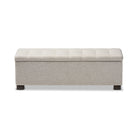 Baxton Studio Roanoke Modern and Contemporary Beige Fabric Upholstered Grid-Tufting Storage Ottoman Bench - Bedroom Furniture